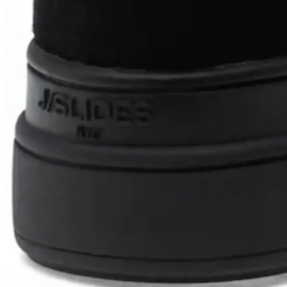 J/Slides NYC Nelly Black Women Winter Boot Size 7 Suede Faux Fur Waterproof New